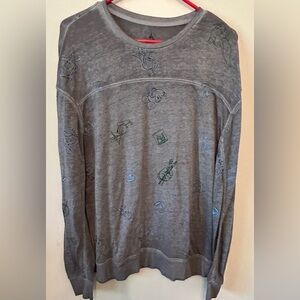 Disney Ink & Paint Mickey Donald Gray Jersey Unisex Pullover Sweatshirt‎ Large